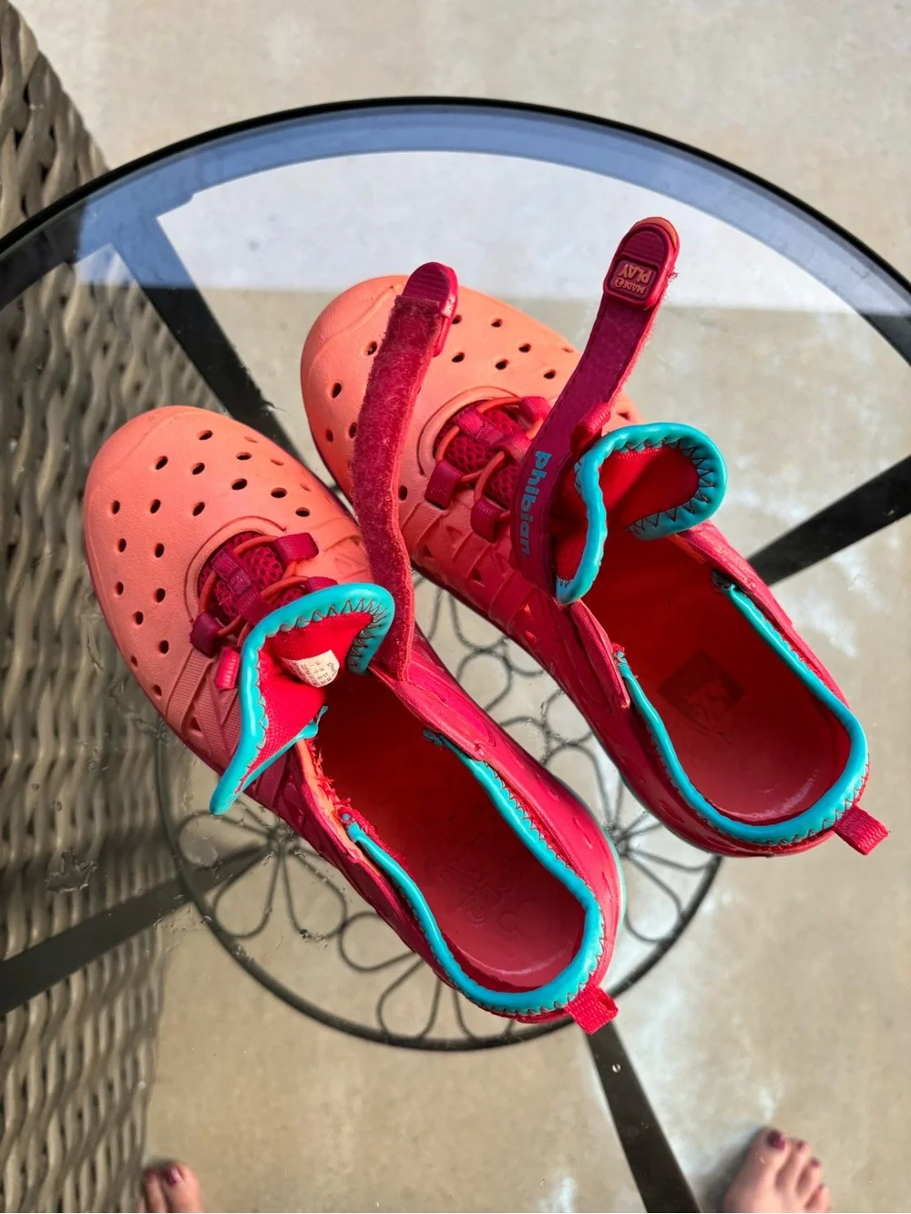 Stride Rite Phibian Water Shoes Kids Size 1 Coral Pink Turquoise Closed Toe